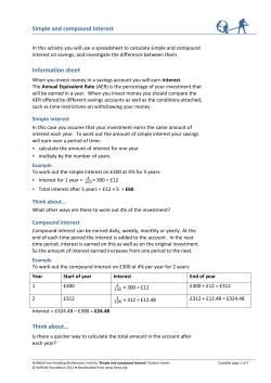 Simple and compound interest Information sheet