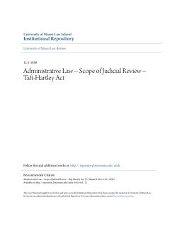 Administrative Law -- Scope of Judicial Review -- Taft