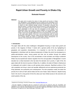 Rapid Urban Growth and Poverty in Dhaka City, Bangladesh