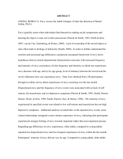 ABSTRACT CHONG, REBECCA. Envy Across the Adult Lifespan