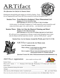 Session Two: From Sketch to Sculpture! Three Dimensional Art
