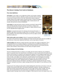 The Library`s Catalog: From Cards to Databases