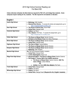 FBISD Summer Reading List