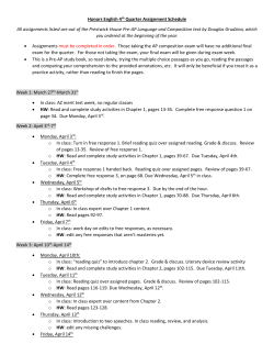 Honors English 4th Quarter Assignment Schedule All assignments