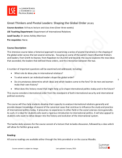 Great Thinkers and Pivotal Leaders: Shaping the Global Order