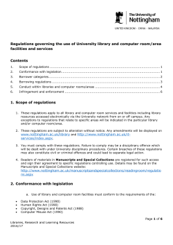 Regulations governing the use of University library and computer