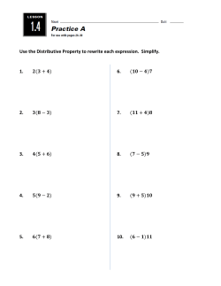 Use the Distributive Property to rewrite each expression. Simplify. 1