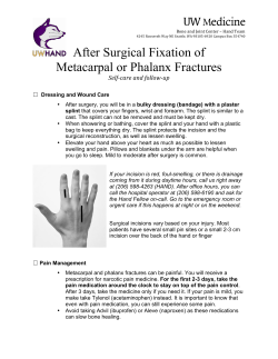 Post-Surgery MC Phalanx fracture July 2014