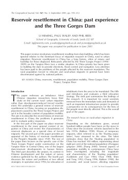 Reservoir resettlement in China: past experience and the Three