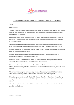 CCA`s Warwick White joins fight against Pancreatic Cancer