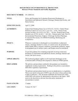 Policy and Procedure for Evaluating Wastewater