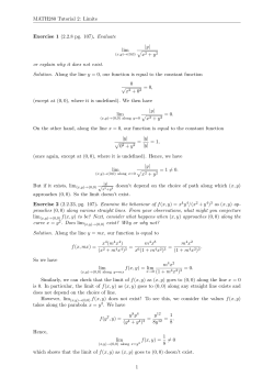 MATH280 Tutorial 2: Limits Exercise 1 (2.2.8 pg. 107). Evaluate lim