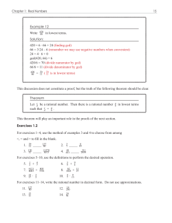 Chapter 1: Real Numbers 15 Example 12 Write 66 in lowest terms