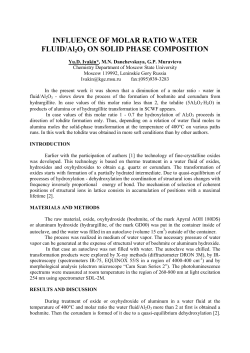 INFLUENCE OF MOLAR RATIO WATER FLUID/Al2O3 ON