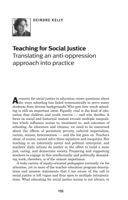 Teaching for Social Justice - Canadian Centre for Policy Alternatives