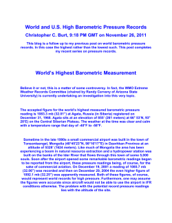 Extremely High Barometric Pressures in the US and World