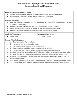 Unit 8- Growth: Age of Jackson- Standards Rubric