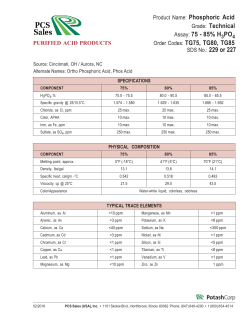 Product Name: Phosphoric Acid Grade: Technical Assay: 75