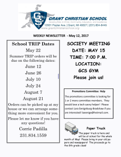 May 12th, 2017 Newsletter