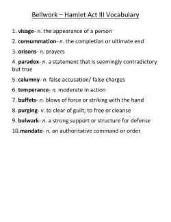 Bellwork – Hamlet Act III Vocabulary