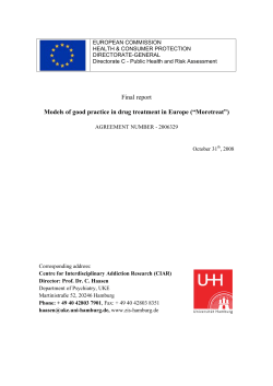 Final report Models of good practice in drug treatment in Europe