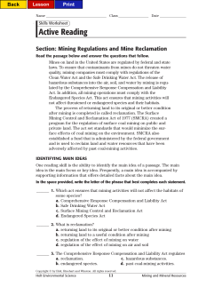 Mining Regulations - Environmental Science 4502