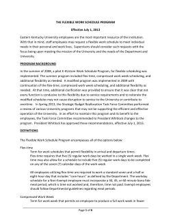 THE FLEXIBLE WORK SCHEDULE PROGRAM Effective July 1