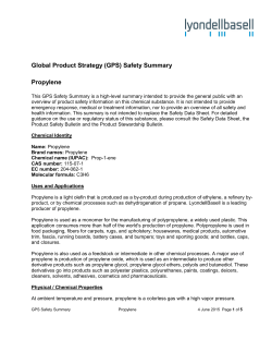 (GPS) Safety Summary Propylene