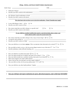 Allergy, Asthma, and Chronic Health Problems Questionnaire