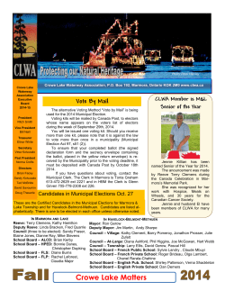 Fall 2014 Newsletter - Crowe Lake Waterway Association Home