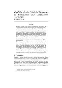 Cold War Justice? Judicial Responses to Communists and
