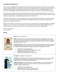 First Nations Reading List Fiction