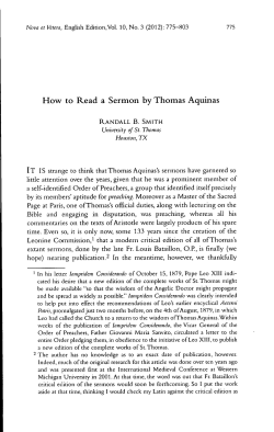 How to Read a Sermon by Thomas Aquinas