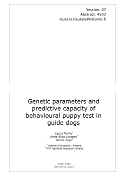 Genetic parameters and predictive capacity of behavioural puppy