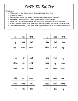 Suffix Tic Tac Toe Suffix Tic Tac Toe