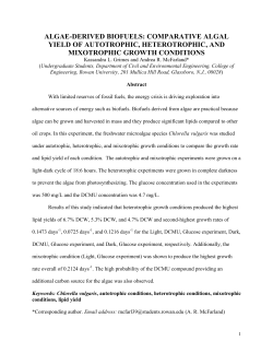 ALGAE-DERIVED BIOFUELS: COMPARATIVE ALGAL YIELD OF