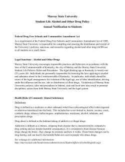 Murray State University Student Life Alcohol and Other Drug Policy