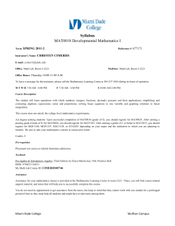 Syllabus MAT0018 Developmental Mathematics I