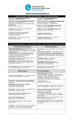 Community Programs List - Grand Bend Area Community Health