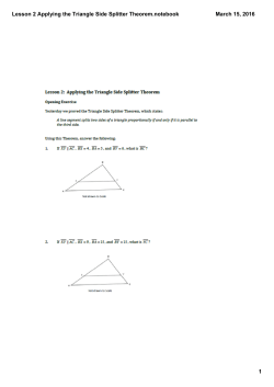 Lesson 2 Applying the Triangle Side Splitter Theorem.notebook