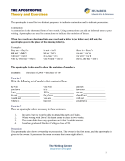 THE APOSTROPHE Theory and Exercises
