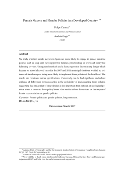 Female Mayors and Gender Policies in a