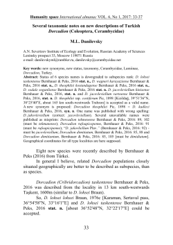 Several taxonomic notes on new descriptions of Turkish Dorcadion