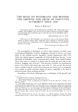 The Road to Watergate and Beyond