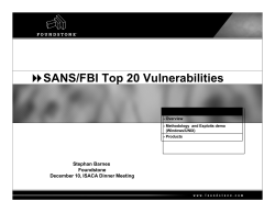 ISACA December 10 Meeting Dinner Presentation from Foundstone