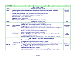 Agenda: 2009 CBC SPRING HEALTH BRAINTRUST AND