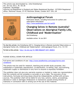 Changing Selves in Remote Australia? Observations on Aboriginal