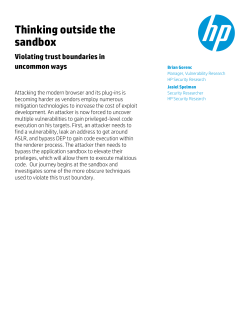 Thinking outside the sandbox
