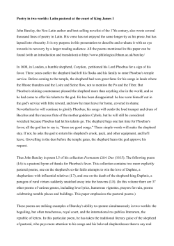 Poetry in two worlds: Latin pastoral at the court of King James I John