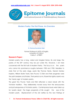 Modern Poetry: The First Phase, An Overview